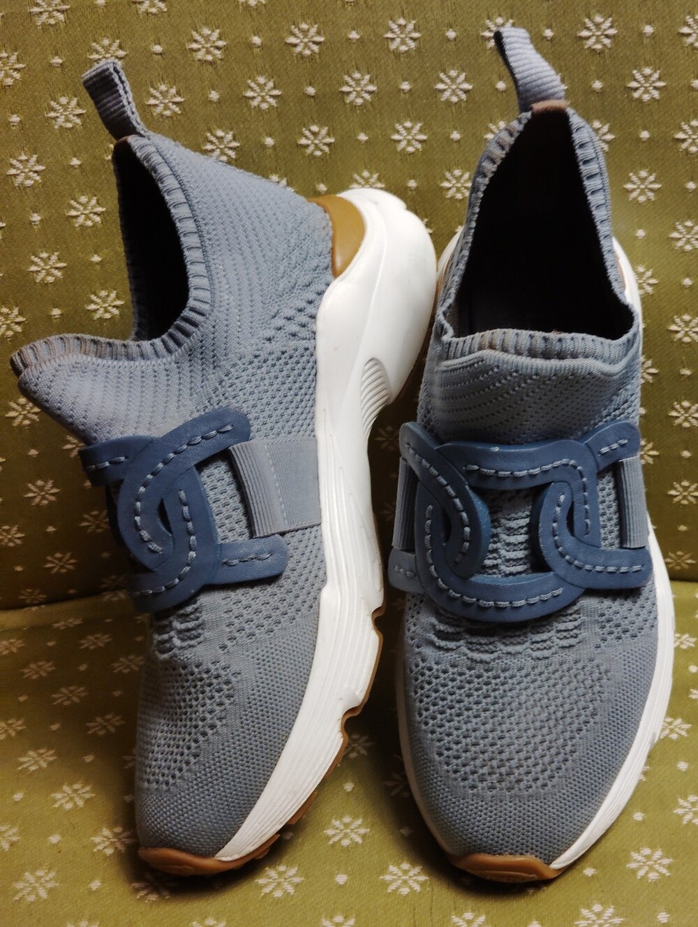 $675 Tod's Kate Sock Sneakers Slate Blue VGUC Sz 6-6.5 COMFORT!!